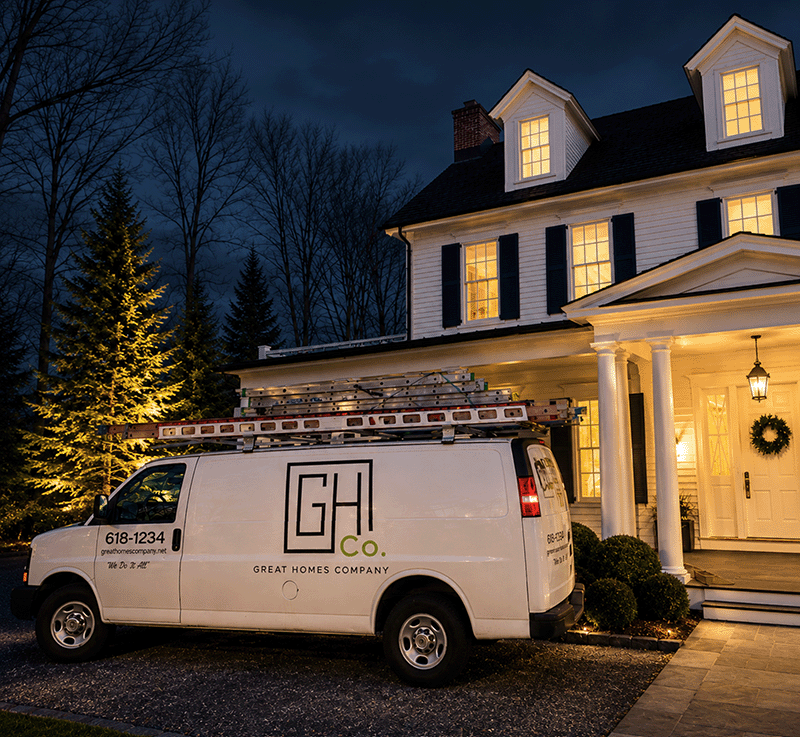 GH Co. service vehicle outside a managed home